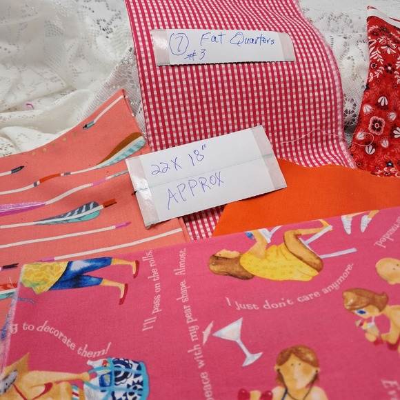 Fat Quarters Fabric Bundle Red Gingham Novelty Prints‎ Sewing Quilting - Picture 3 of 5